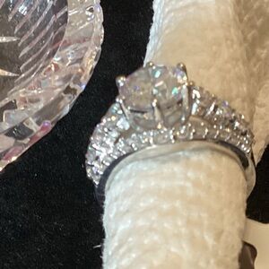 NWT. Sterling Silver Size 10 White Diamond Simulant Ring